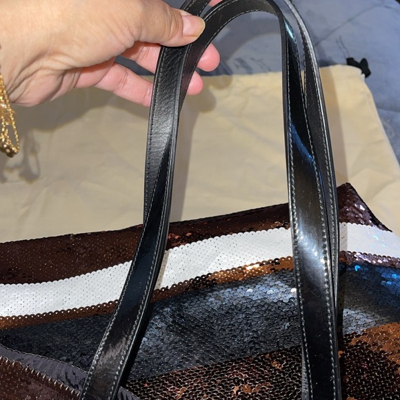 Preloved Prada sequins open tote pristine condition side pocket hardware is gold - Picture 8 of 12